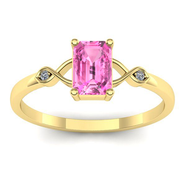 Inel de logodna cu safir roz dreptunghiular