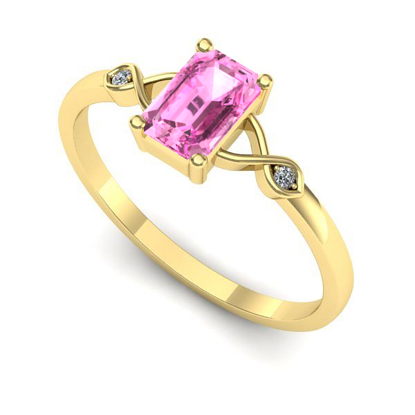 Inel logodna din aur galben cu safir roz
