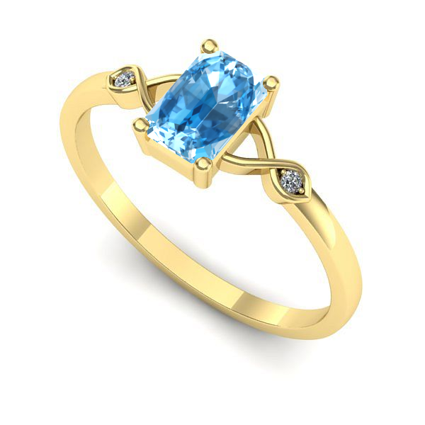Inel de logodna din aur galben cu topaz blue