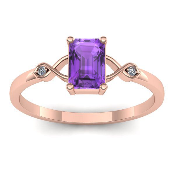 Inel de logodna cu ametist dreptunghiular