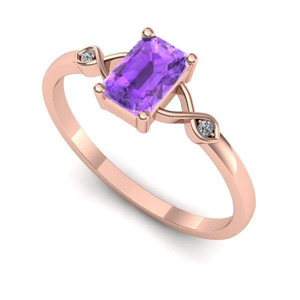 Inel din aur roz cu ametist