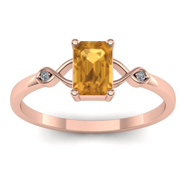 Inel logodna cu citrin dreptunghiular