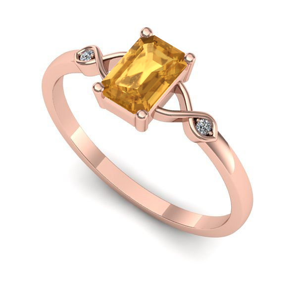 Inel logodna din aur roz cu citrin