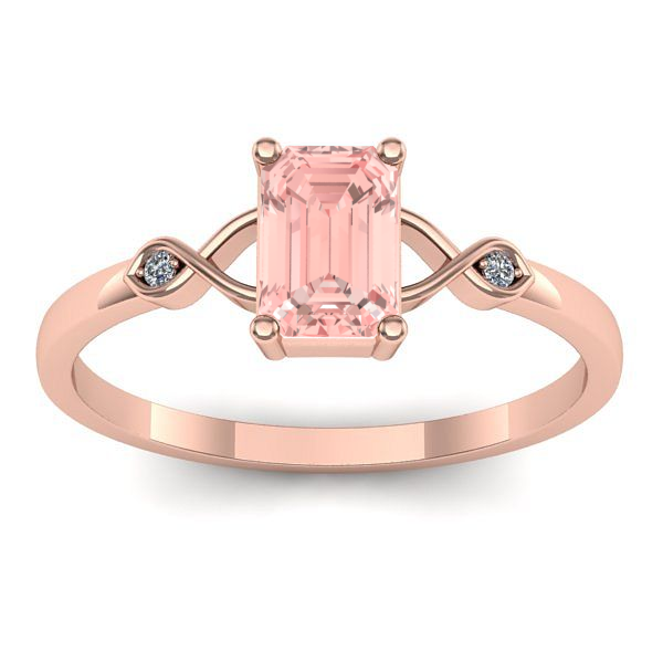 Inel de logodna cu diamant de laborator roz dreptunghiular