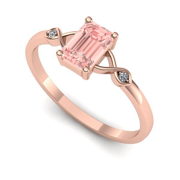 Inel din aur roz cu diamant de laborator roz