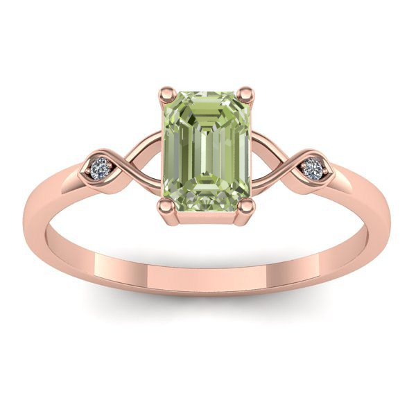 Inel logodna cu diamant de laborator verde dreptunghiular