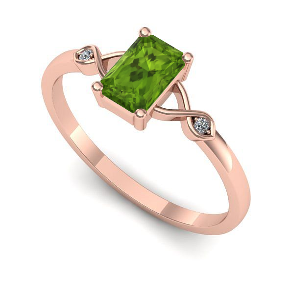 Inel de logodna din aur roz cu peridot