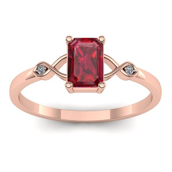 Inel de logodna cu rubin dreptunghiular