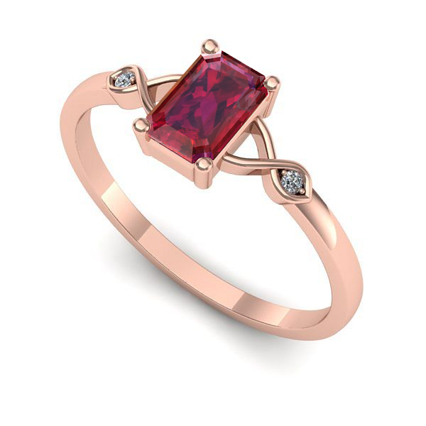 Inel logodna din aur roz cu rubin