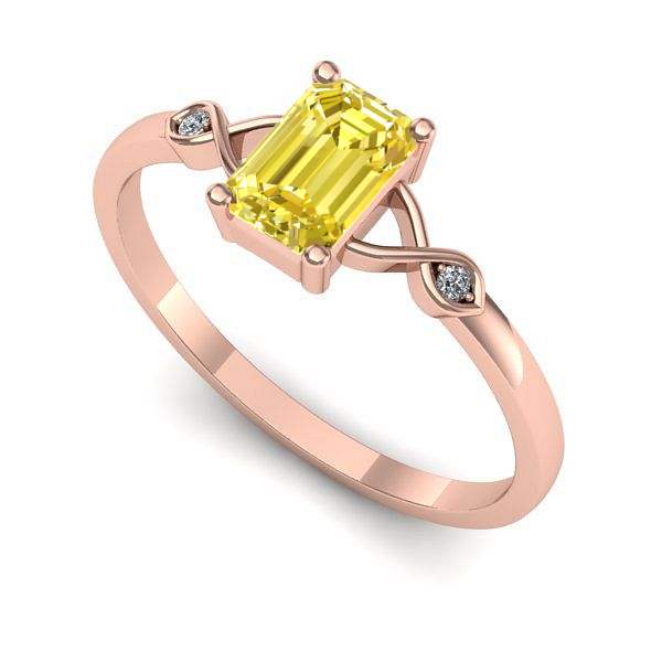 Inel logodna din aur roz cu safir galben