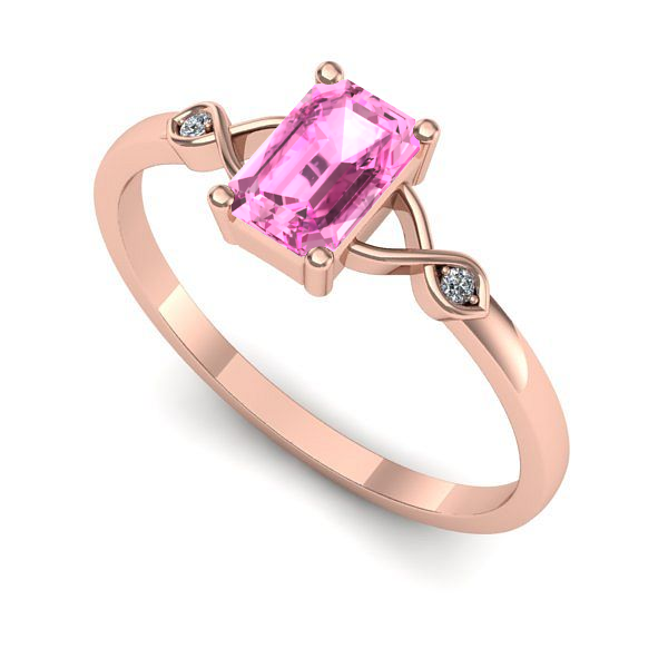 Inel logodna din aur roz cu safir roz