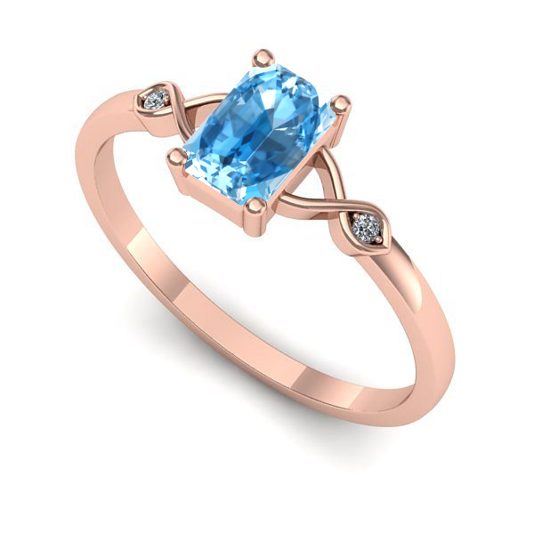 Inel de logodna din aur roz cu topaz blue