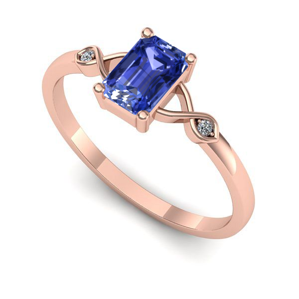 Inel logodna din aur roz cu tanzanit