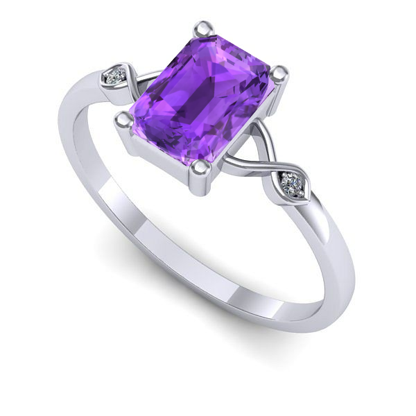 Inel de logodna din aur alb cu ametist