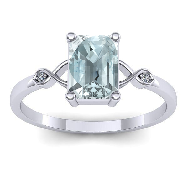 Inel logodna cu aquamarin dreptunghiular