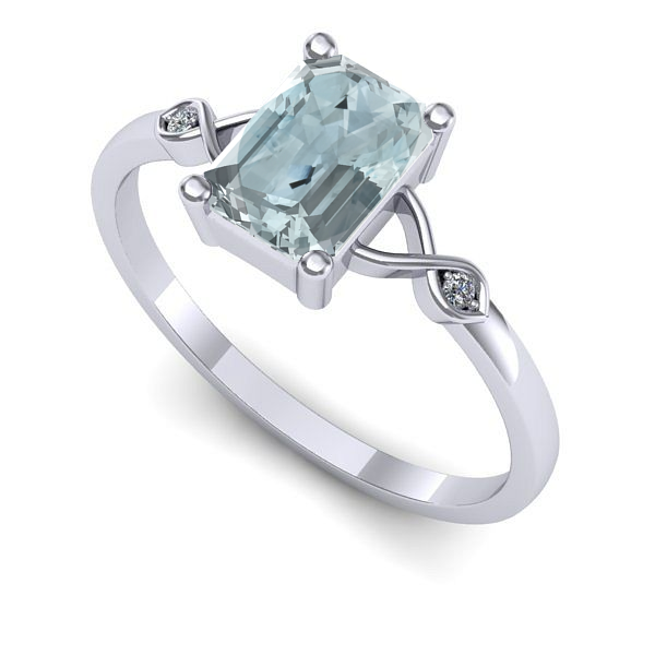 Inel din aur alb cu aquamarin