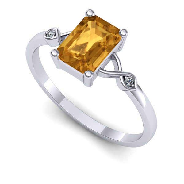 Inel de logodna din aur alb cu citrin