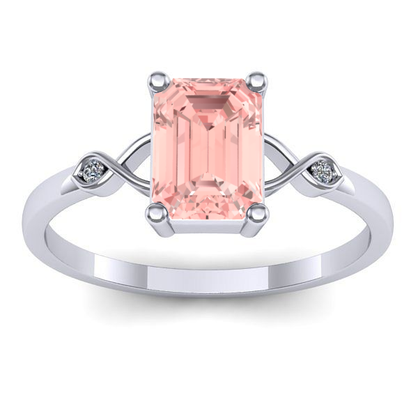 Inel logodna cu diamant de laborator roz dreptunghiular