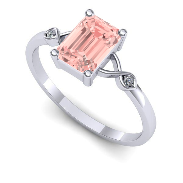 Inel de logodna din aur alb cu diamant de laborator roz