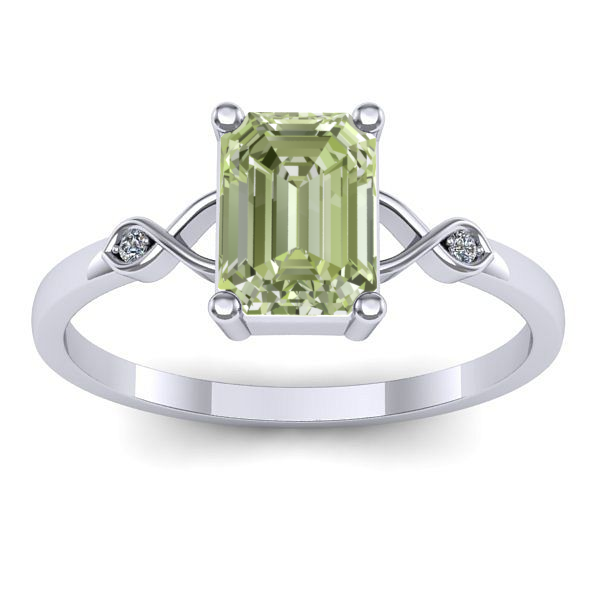 Inel de logodna cu diamant de laborator verde dreptunghiular