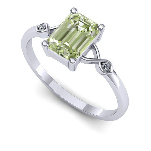 Inel din aur alb cu diamant de laborator verde