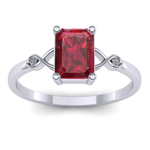 Inel logodna cu rubin dreptunghiular