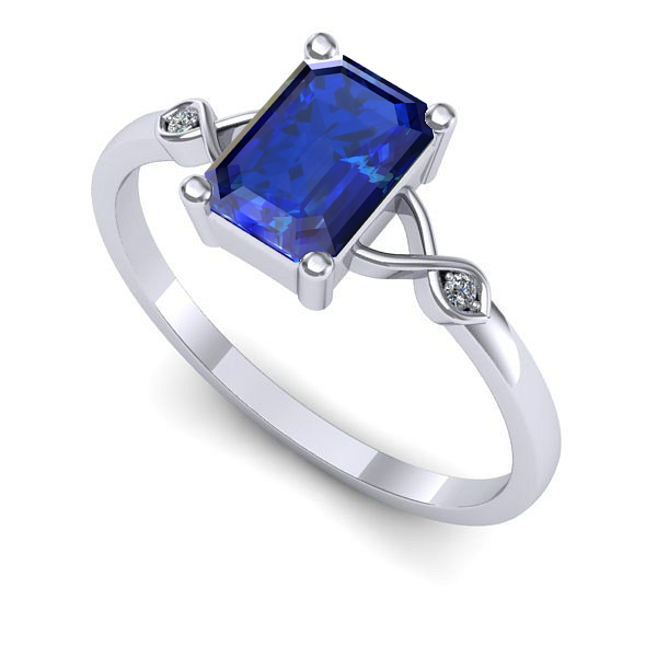 Inel logodna din aur alb cu safir