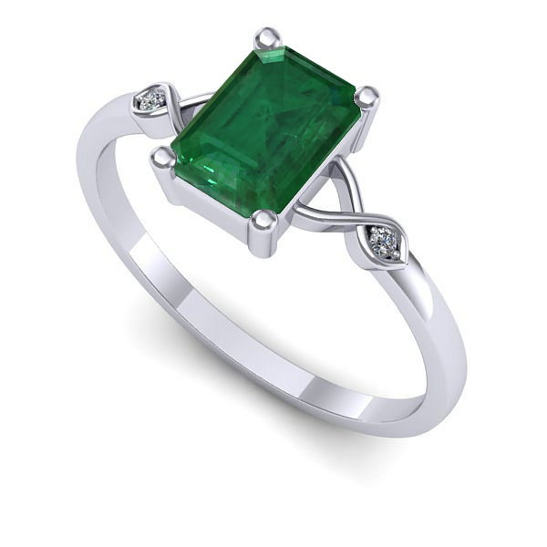 Inel de logodna din aur alb cu smarald