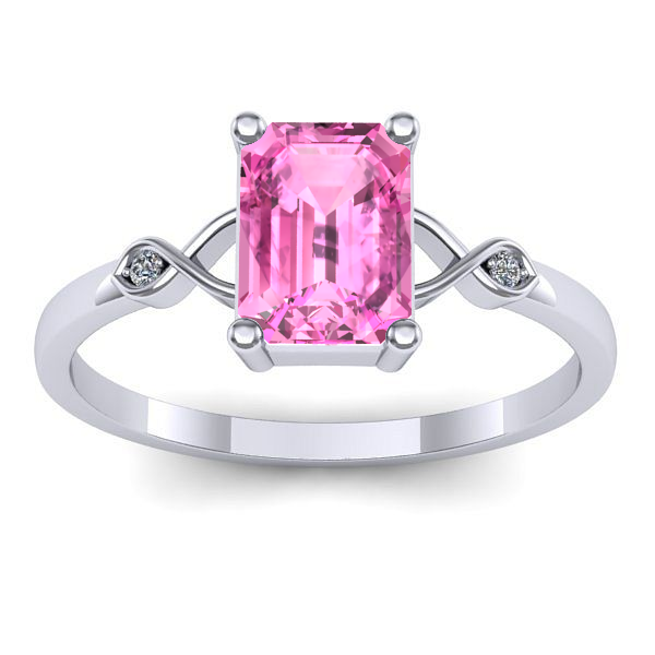 Inel de logodna cu safir roz dreptunghiular