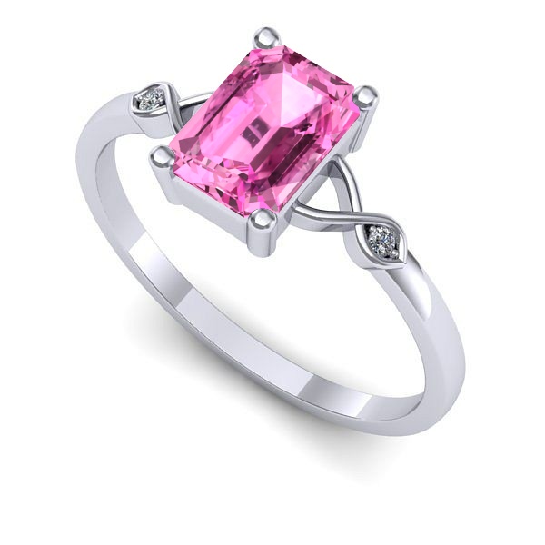 Inel de logodna din aur alb cu safir roz