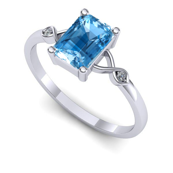 Inel de logodna din aur alb cu topaz blue