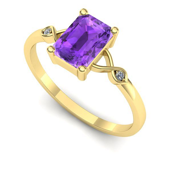 Inel logodna din aur galben cu ametist