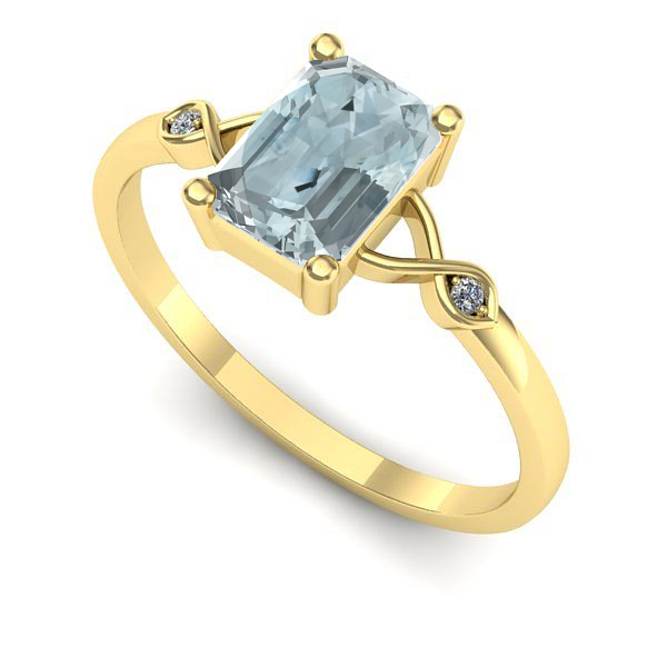 Inel logodna din aur galben cu aquamarin