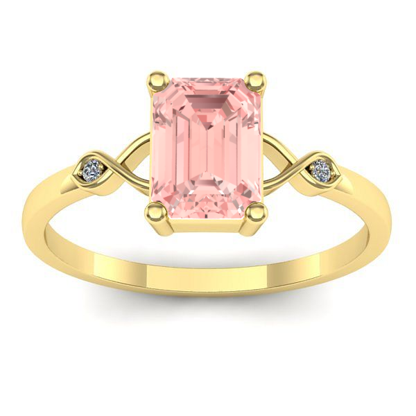 Inel cu diamant de laborator roz dreptunghiular