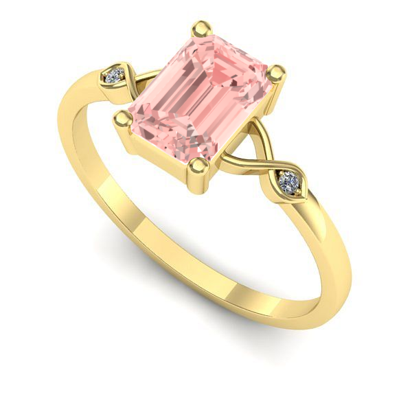 Inel de logodna din aur galben cu diamant de laborator roz