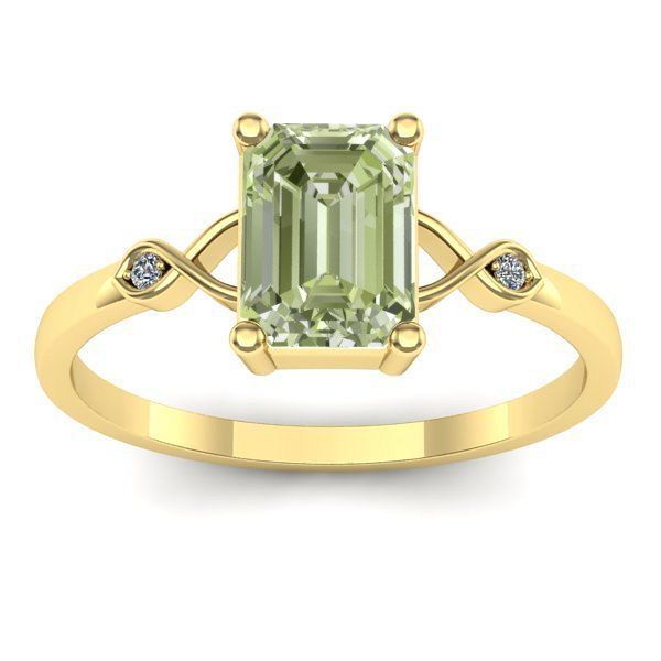 Inel logodna cu diamant de laborator verde dreptunghiular