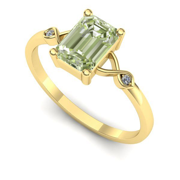 Inel din aur galben cu diamant de laborator verde