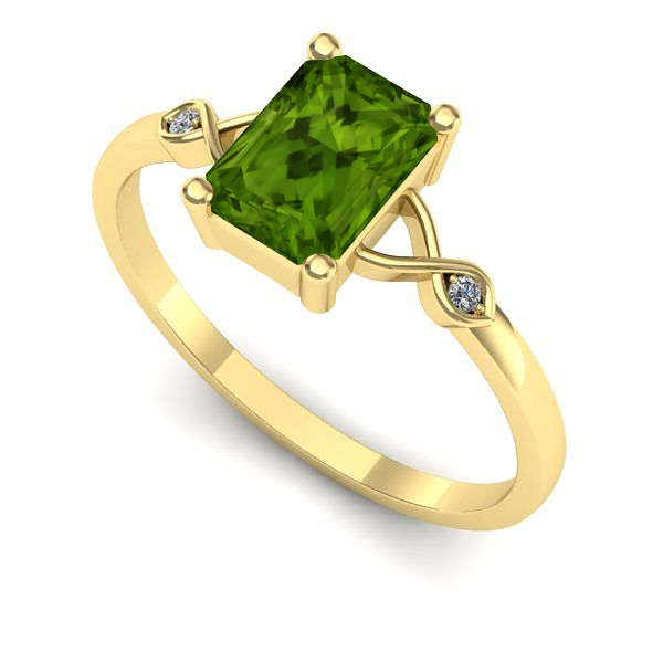 Inel logodna din aur galben cu peridot