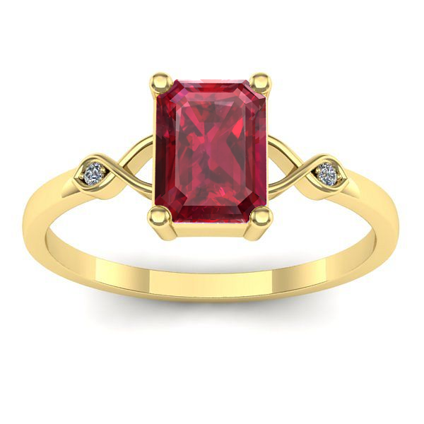 Inel logodna cu rubin dreptunghiular