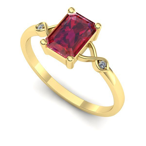 Inel logodna din aur galben cu rubin