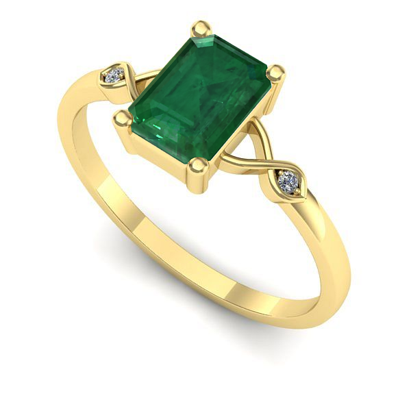 Inel din aur galben cu smarald