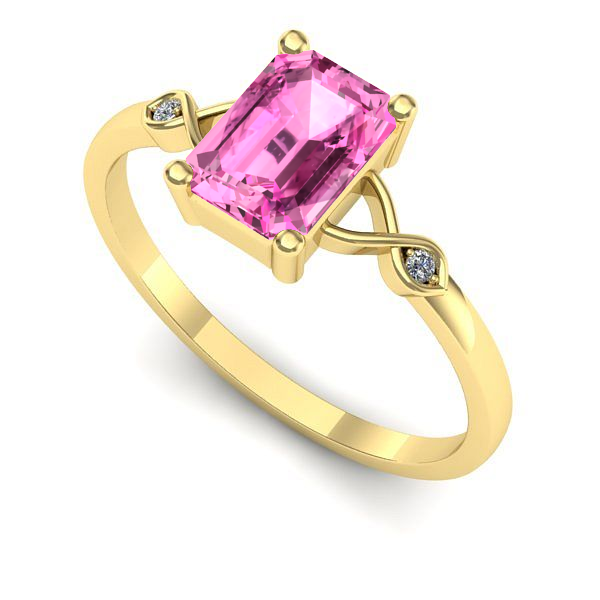 Inel de logodna din aur galben cu safir roz