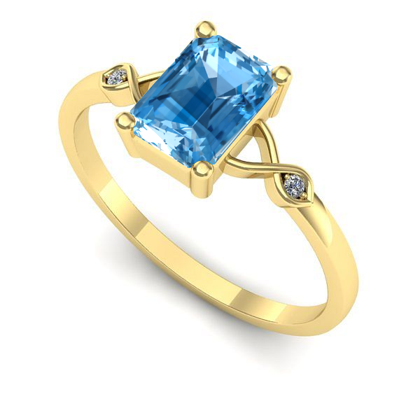 Inel de logodna din aur galben cu topaz blue