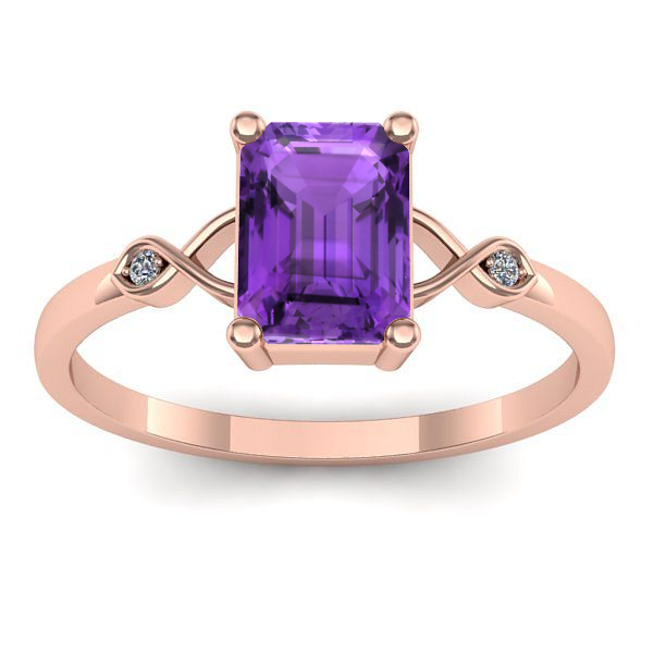 Inel de logodna cu ametist dreptunghiular