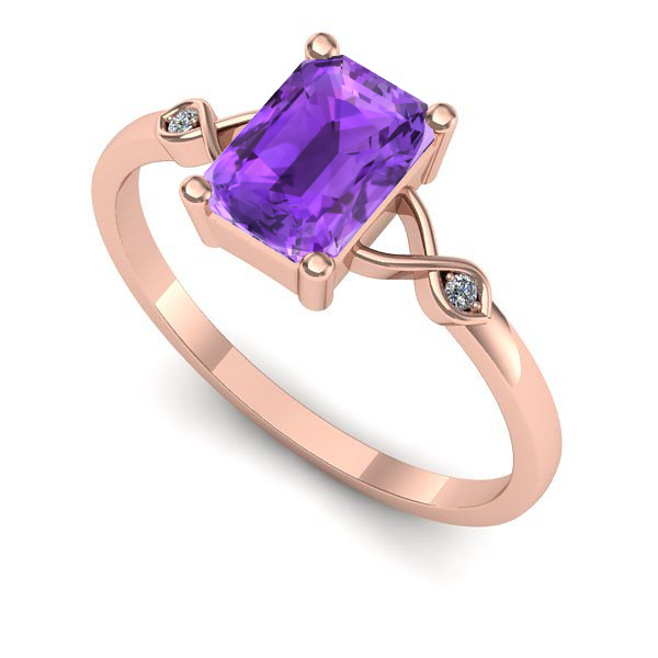 Inel logodna din aur roz cu ametist