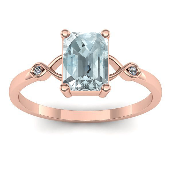 Inel de logodna cu aquamarin dreptunghiular