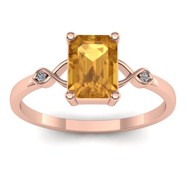 Inel cu citrin dreptunghiular