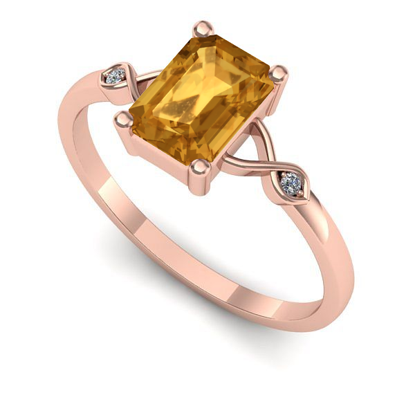 Inel de logodna din aur roz cu citrin