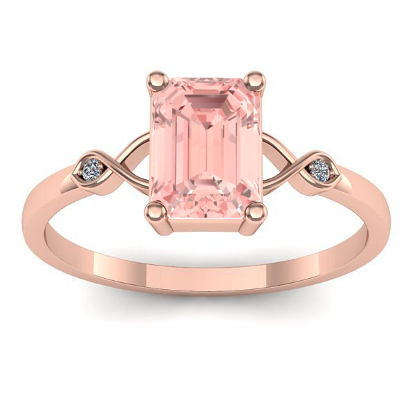 Inel logodna cu diamant de laborator roz dreptunghiular