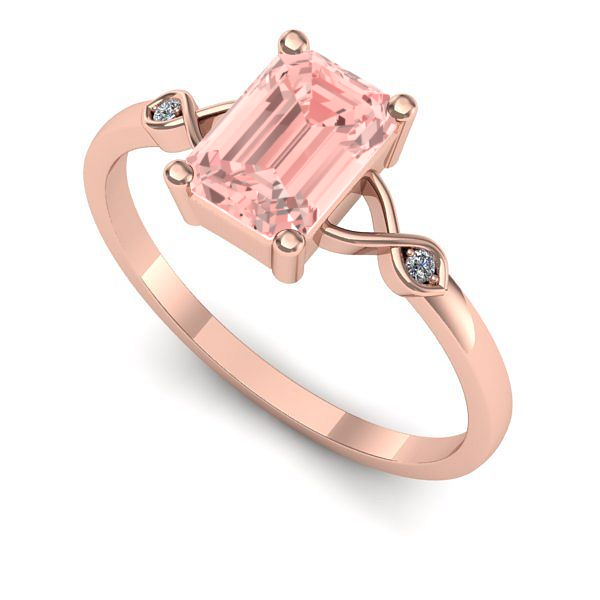 Inel din aur roz cu diamant de laborator roz